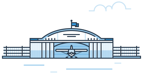 Airport hangar illustration